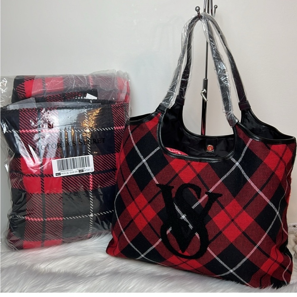 Victoria's Secret Red and Black Checkered Tote